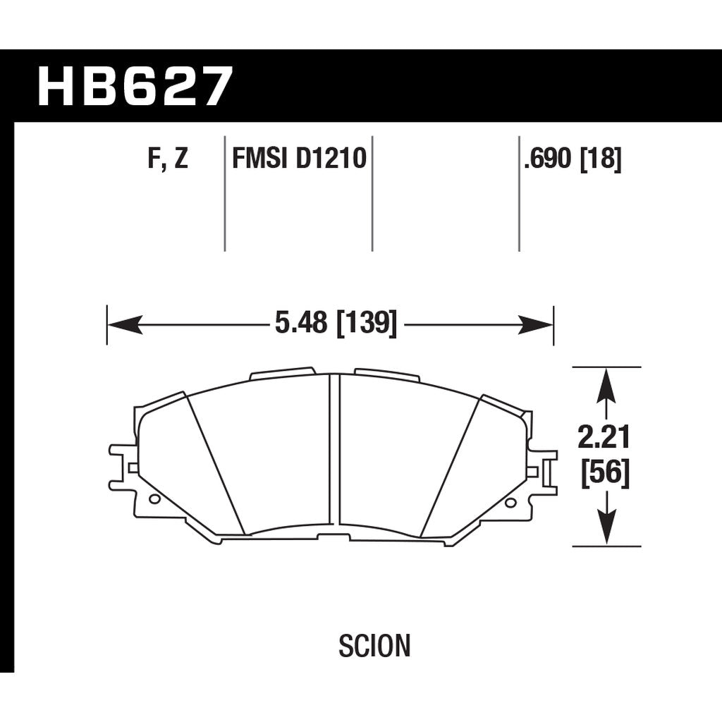 HAWK HB627F.690 Brake Pads HPS Front TOYOTA Prius V/RAV4 Sport Photo-2 