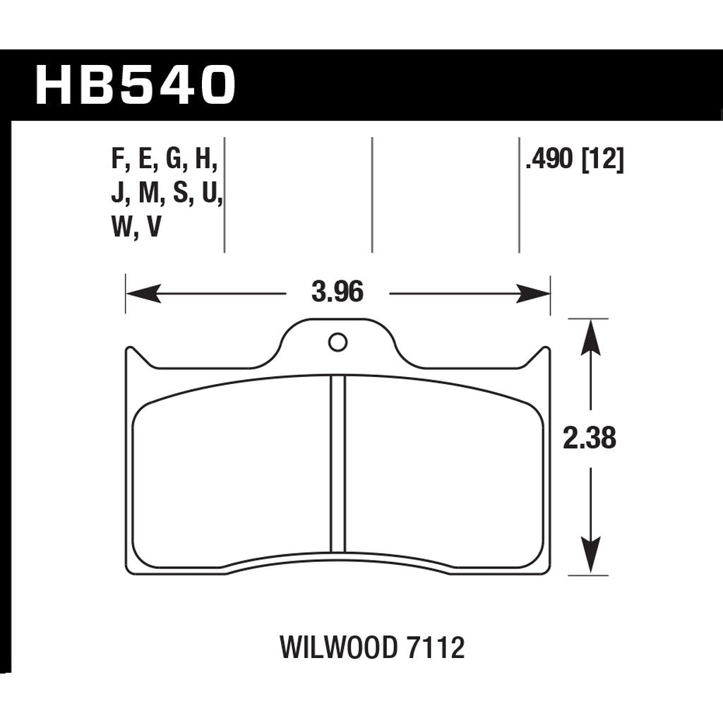 HAWK HB540F.490 Brake Pads HPS Wilwood BDL/FDL Photo-2 