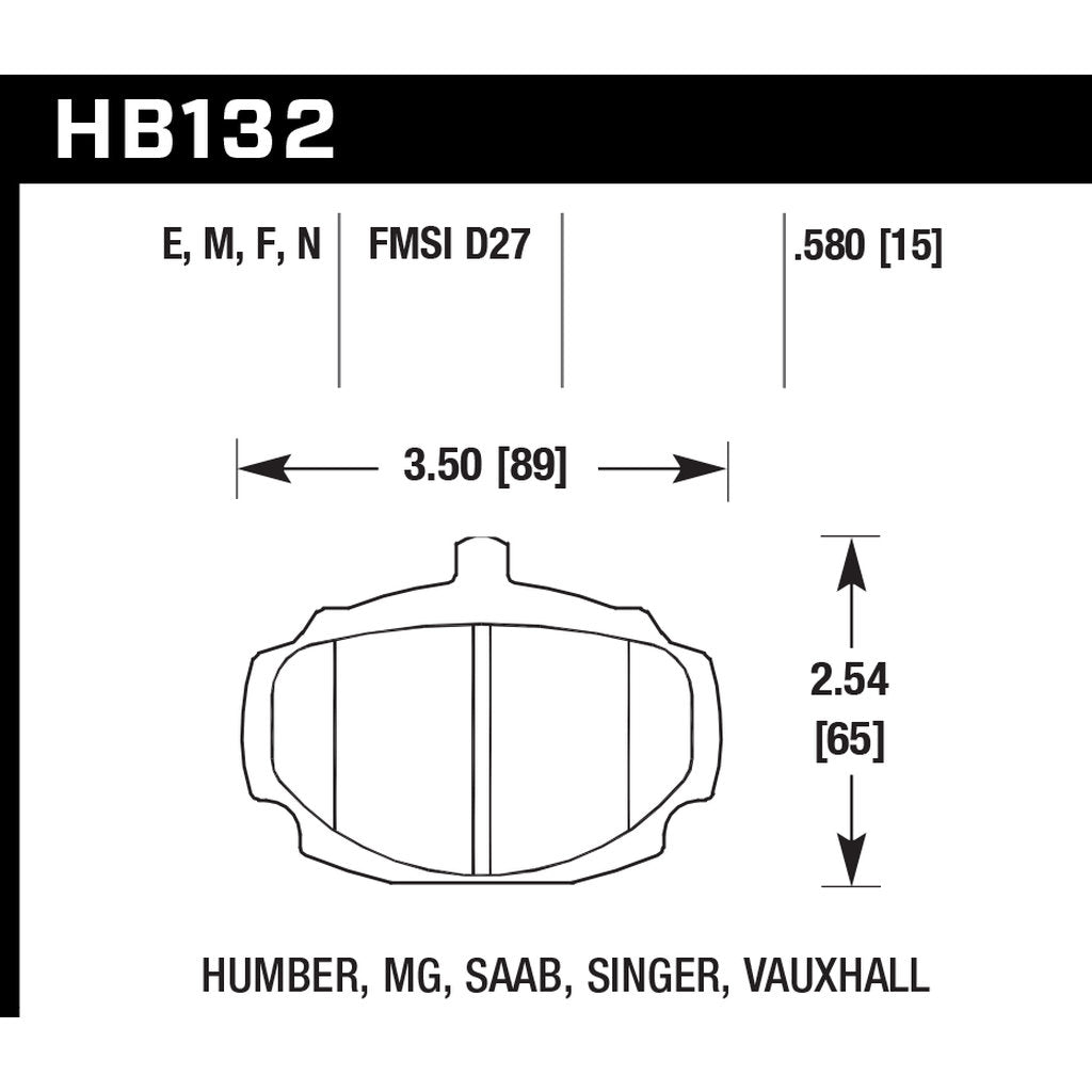 HAWK HB132M.580 Brake Pads Black (15 mm) Photo-2 