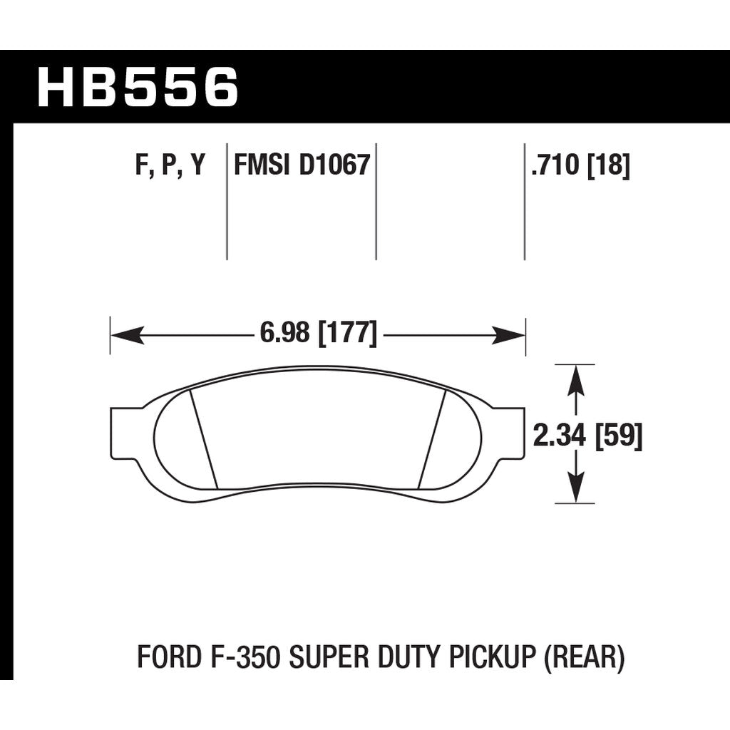 HAWK HB556P.710 Brake Pads Super Duty Rear FORD F-350 Super Duty 2005+ Photo-2 