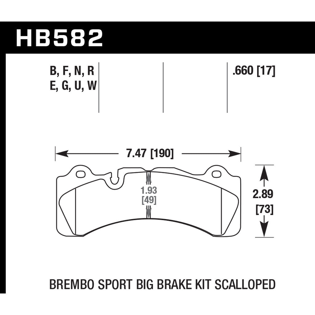 HAWK HB582F.660 Brake Pads HPS Brembo Scalloped Photo-2 