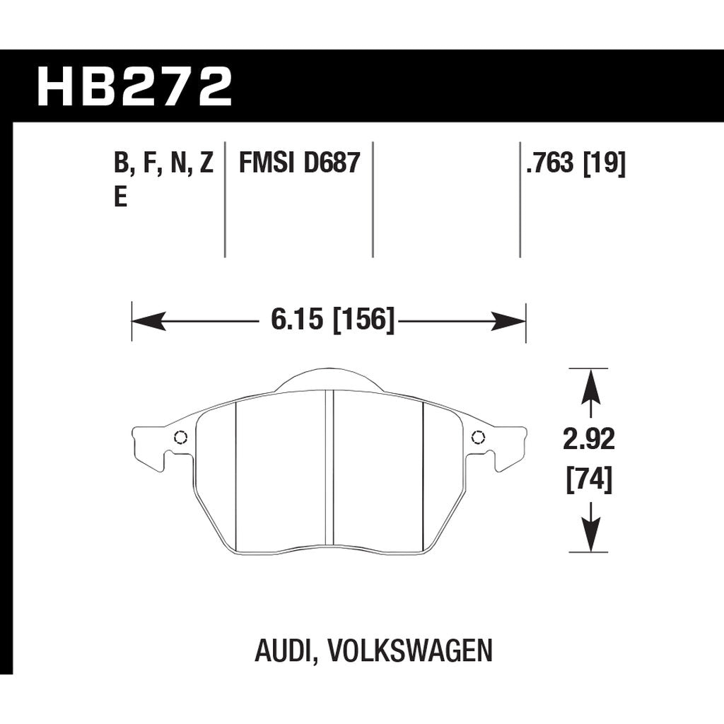 HAWK HB272E.763 Brake Pads Blue 9012 (19 mm) Front VW Golf GTI 2.8/GTI VR6 2.8 Photo-2 