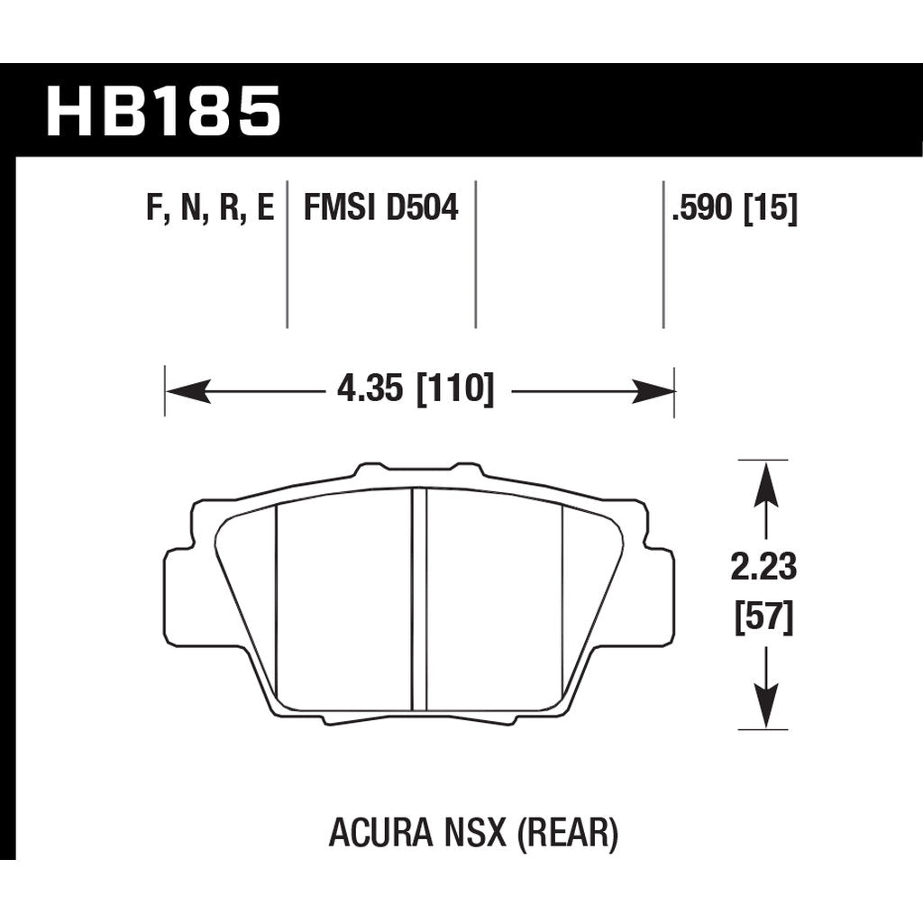 HAWK HB185F.590 Brake Pads HPS Rear ACURA NSX Photo-2 