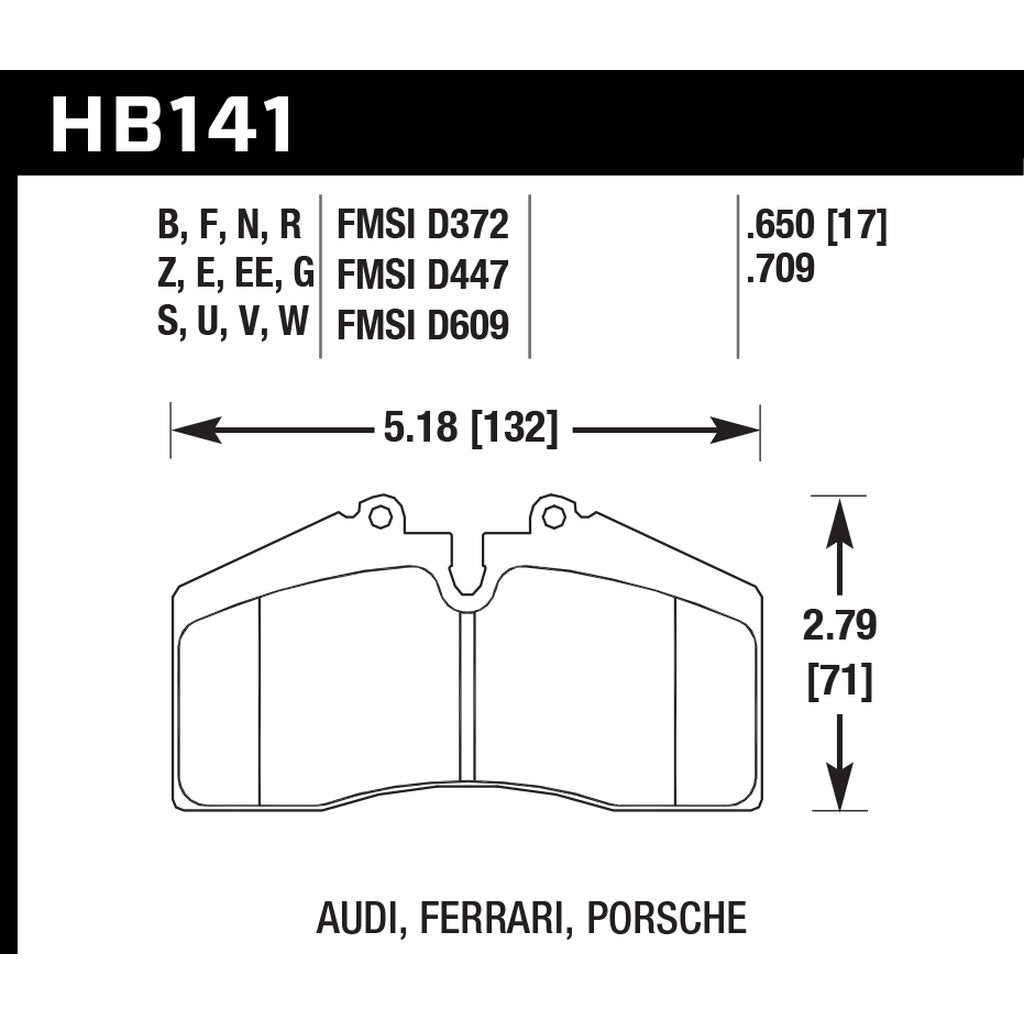HAWK HB141G.650 Brake Pads DTC-60 (17 mm) STOPTECH ST40 caliper Photo-2 