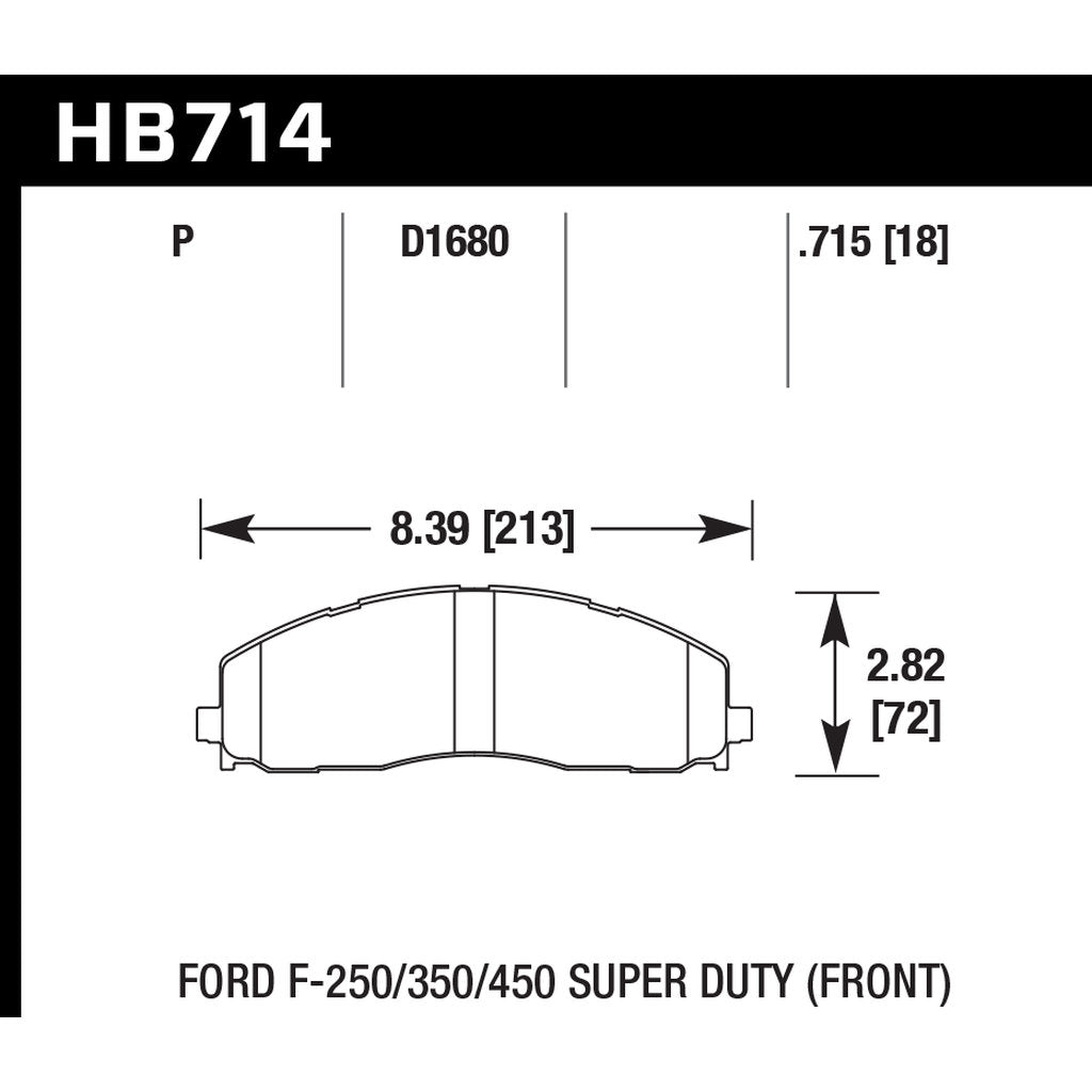 HAWK HB714P.715 Brake Pads Super Duty Front FORD F-250/F350 Super Duty 2011-2019 Photo-2 