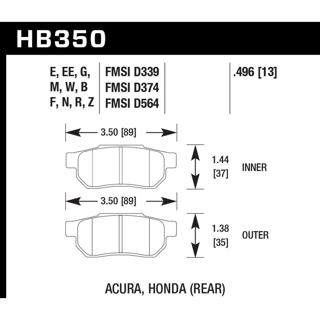 HAWK HB350Z.496 Brake Pads Perf. Ceramic Photo-2 