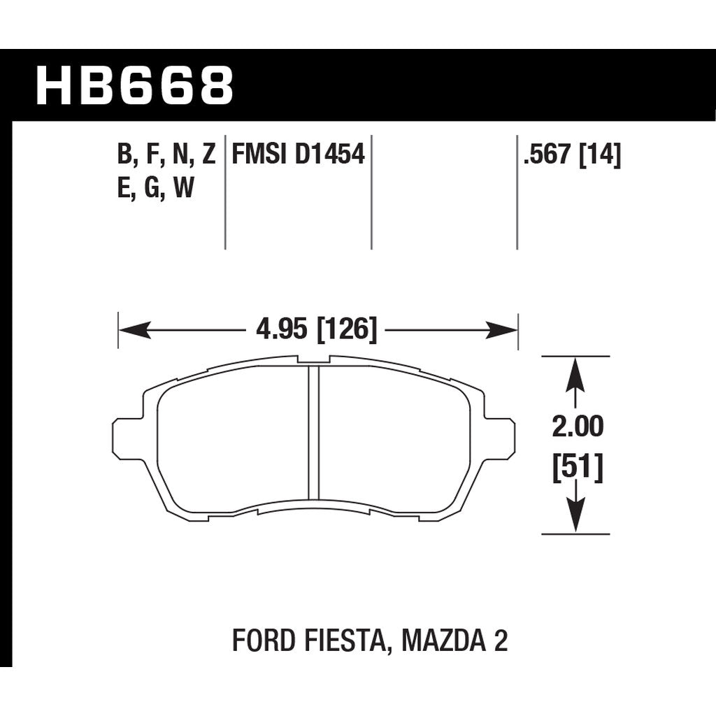 HAWK HB668F.567 Brake Pads HPS Front FORD Fiesta S/SE 2016-2019 Photo-2 