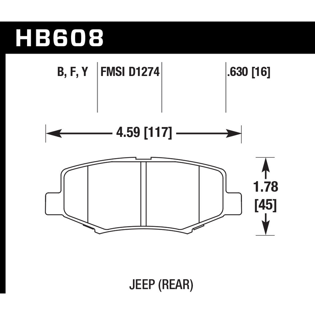 HAWK HB608F.630 Brake Pads HPS Rear JEEP Wrangler Sport 2011-2017 Photo-2 