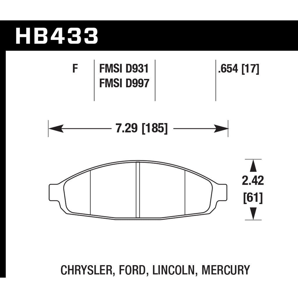 HAWK HB433F.654 Brake Pads HPS Photo-2 