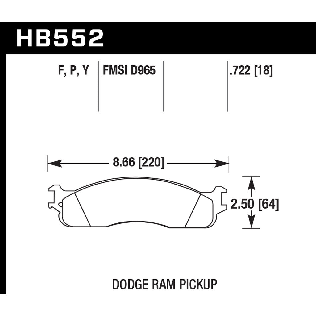 HAWK HB552P.722 Brake Pads Super Duty Front DODGE Ram 2500/3501 Photo-2 