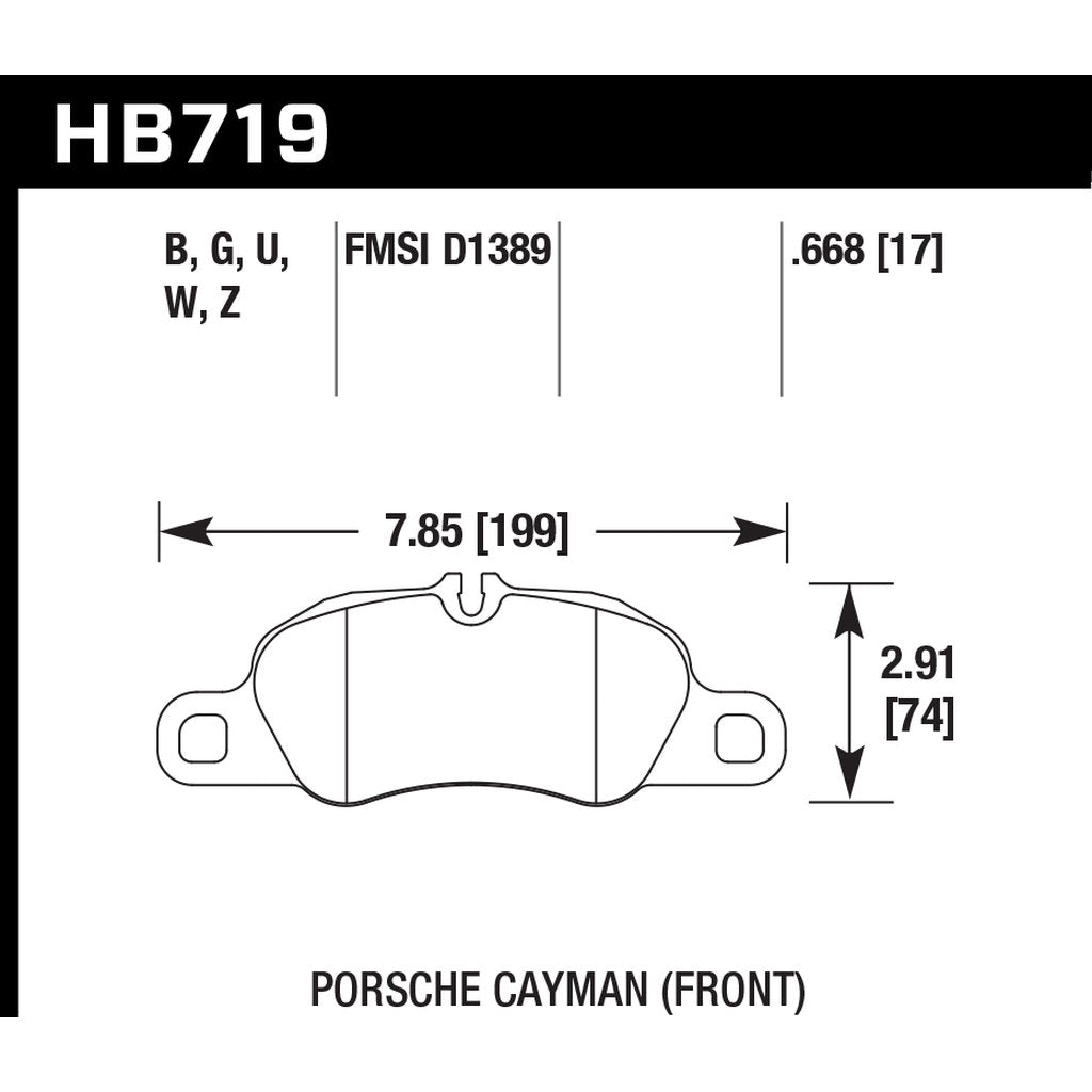 HAWK HB719B.668 Brake Pads HPS 5.0 Front PORSCHE 718 Boxster/Cayman/911 Carrera 4 2009-2016 Photo-2 