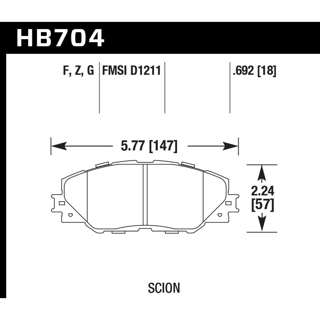 HAWK HB704F.692 Brake Pads HPS Rear LEXUS CT200h F Sport 2014-2017 Photo-2 