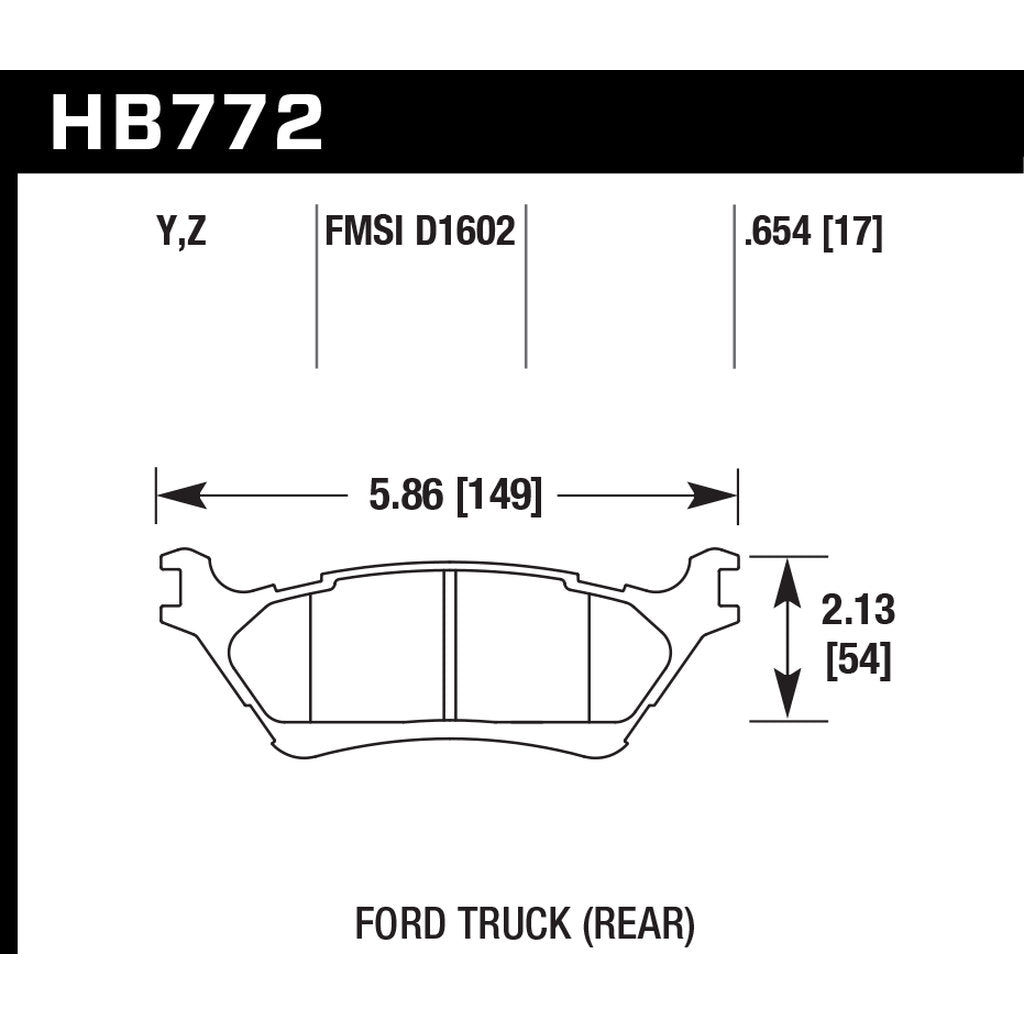 HAWK HB772Y.654 Brake Pads LTS Rear FORD F-150 2012-2016 Photo-2 