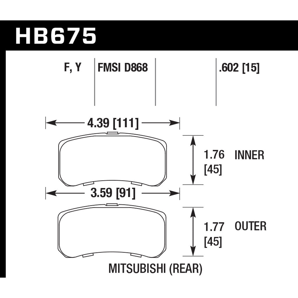HAWK HB675Y.602 Brake Pads LTS Rear MITSUBISHI Lancer Ralliart 2009+/Lancer GTS/ Photo-2 