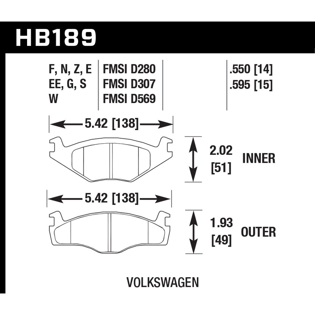 HAWK HB189G.595 Brake Pads DTC-60 Photo-2 