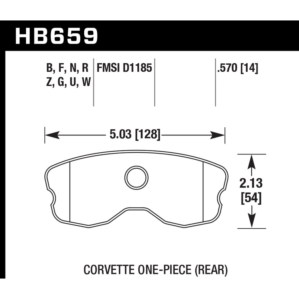 HAWK HB659F.570 Brake Pads HPS Rear CHEVROLET CORVETTE Z06 2006-2008 Photo-2 