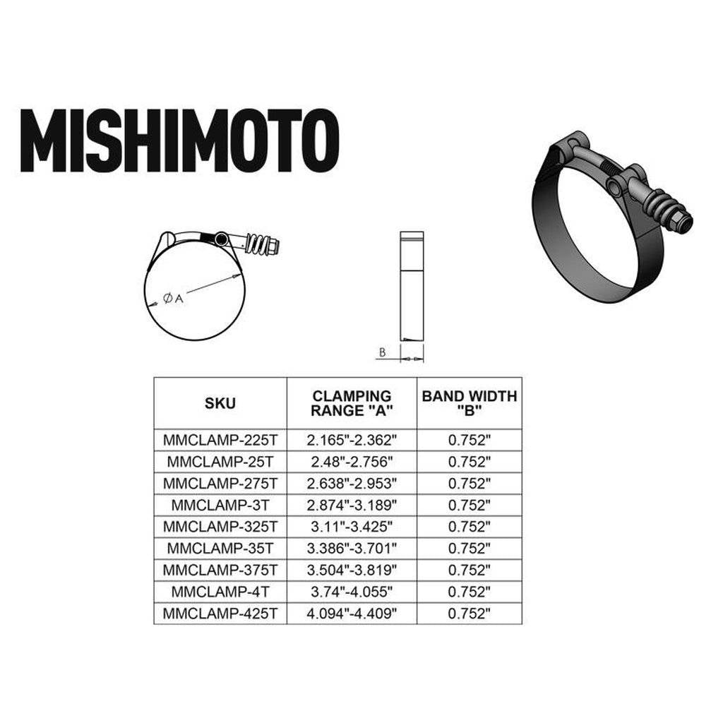 MISHIMOTO MMCLAMP-25T Stainless Steel Constant Tenstion T-Bolt Clamp, 2.48" - 2.76" (63MM - 70MM) Photo-5 