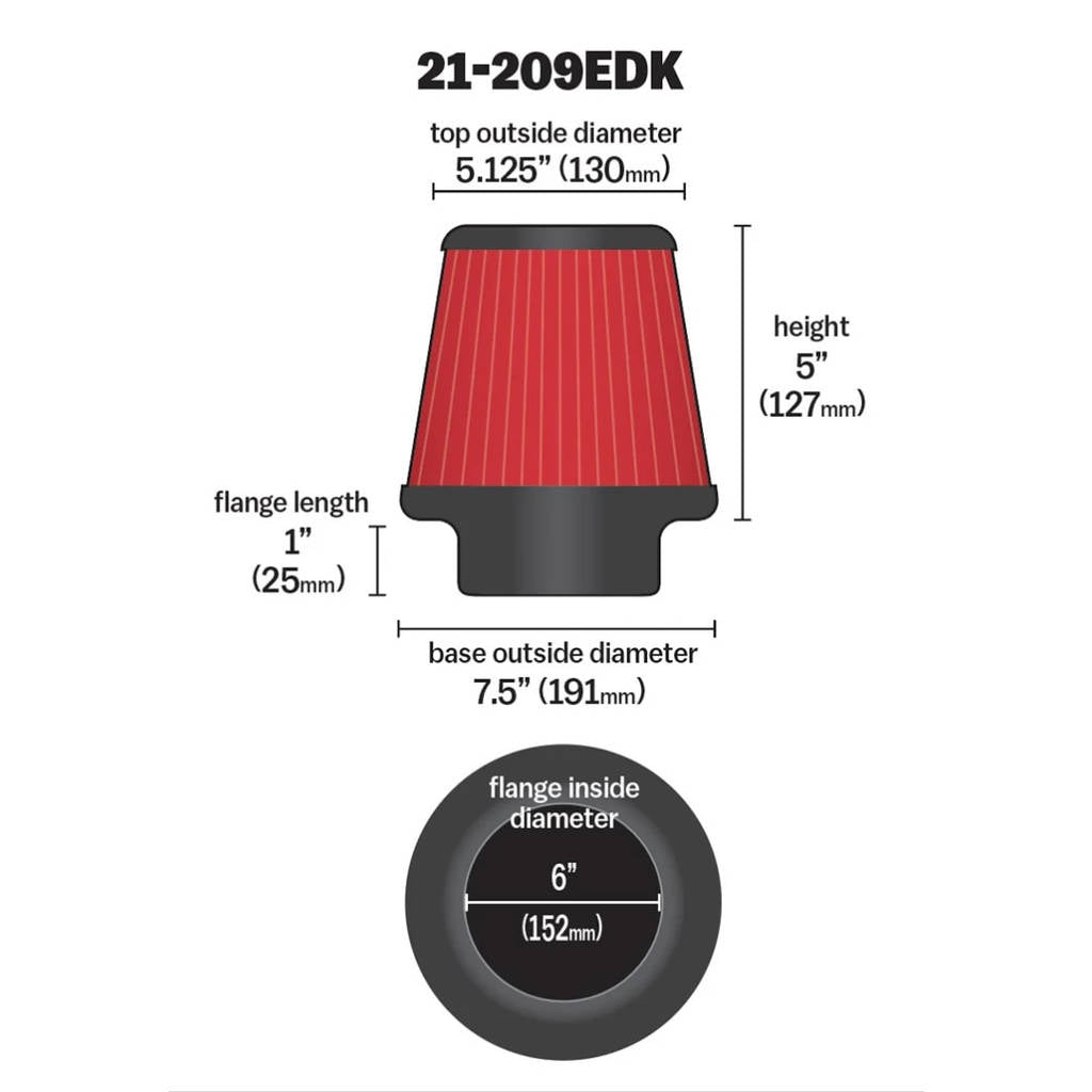 AEM 21-209EDK DryFlow Air Filter 6" X 5" DRYFLOW Photo-4 