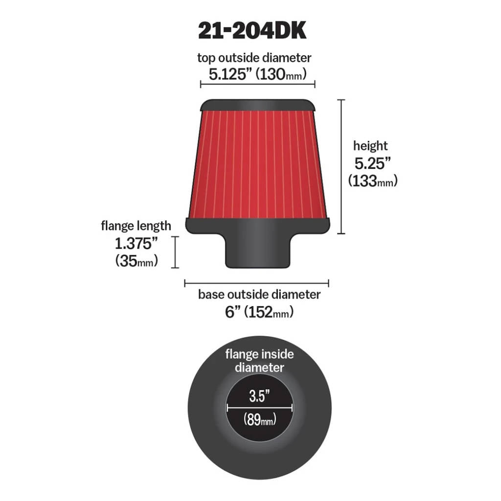 AEM 21-204DK DryFlow Air Filter 3.5" X 5" DRYFLOW Photo-2 