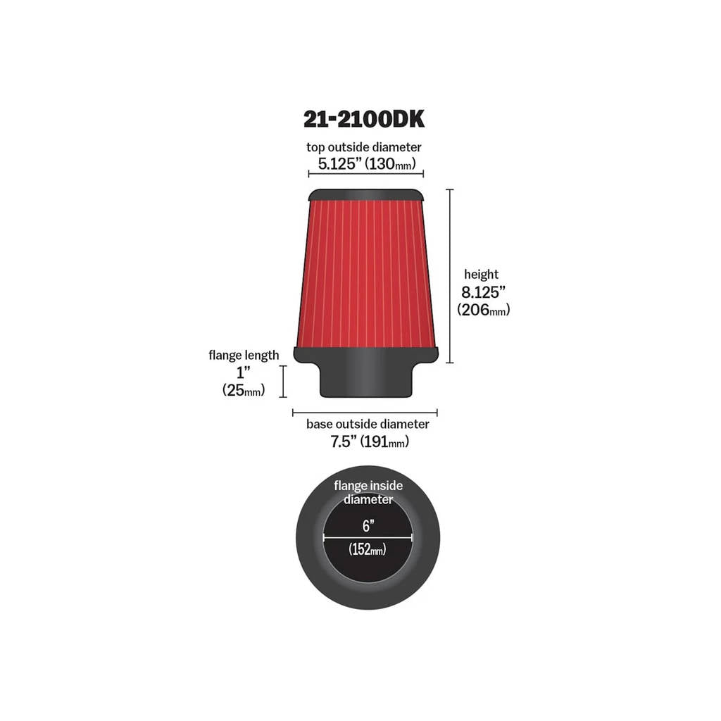 AEM 21-2100DK DryFlow Air Filter 6" X 8" DRYFLOW Photo-1 