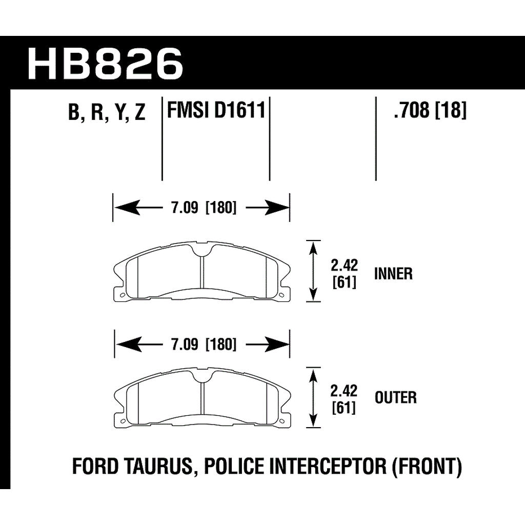 HAWK HB826B.708 Brake Pads HPS 5.0 Front FORD Explorer Sport/XLT 2013-2016 Photo-2 