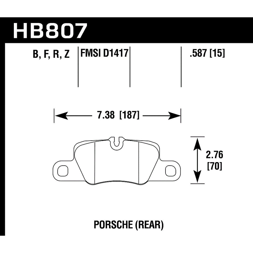 HAWK HB807B.587 Brake Padss HPS 5.0 Rear PORSCHE 911 Carrera 4 GTS/Panamera 2010-2015 Photo-2 