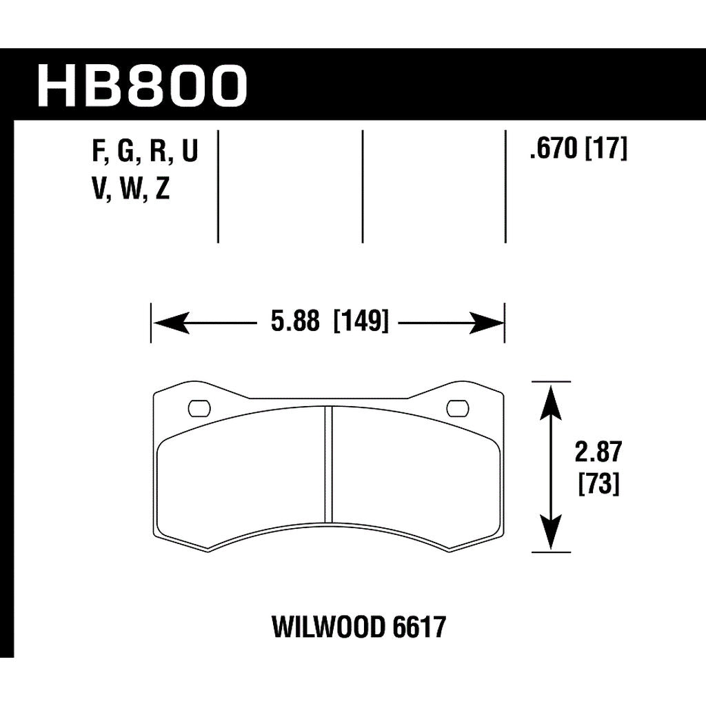 HAWK HB800W.670 Brake Padss DTC-30 Photo-2 