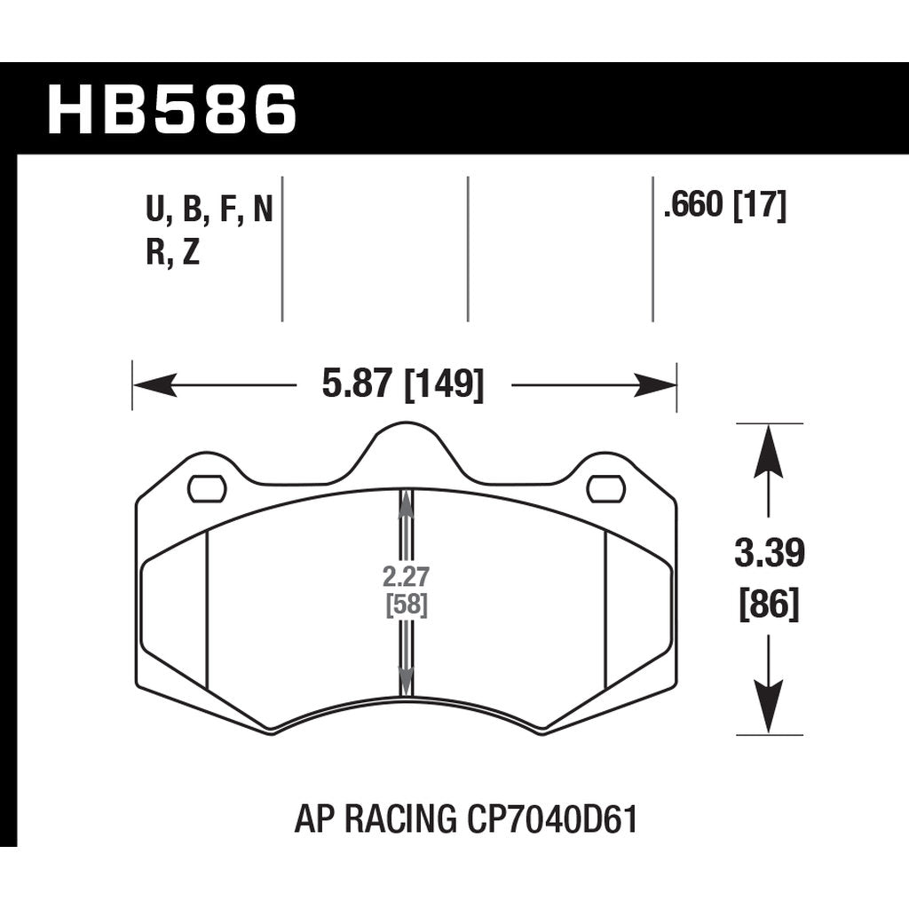 HAWK HB586G.660 Brake Padss DTC-60 AP Racing CP7040 Photo-2 