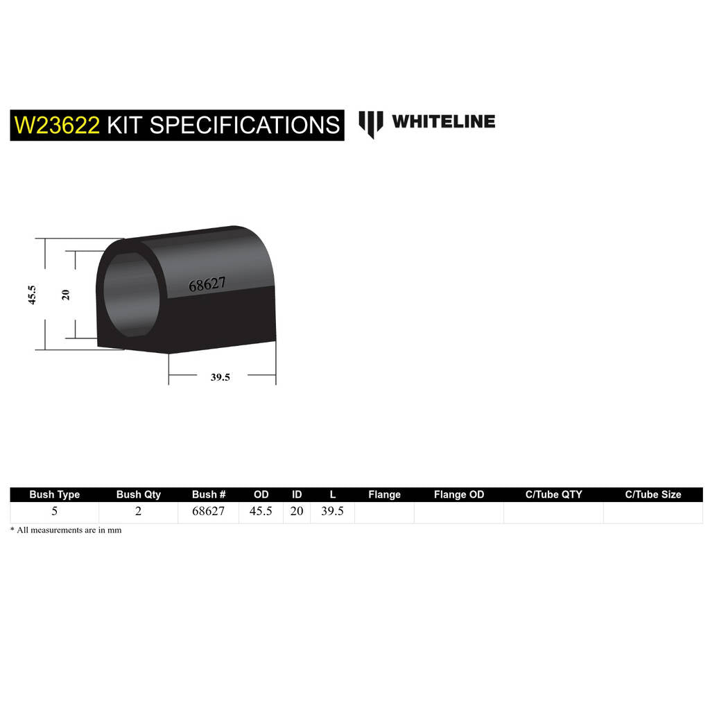 WHITELINE W23622 Sway Bar Bushing Kit Photo-5 