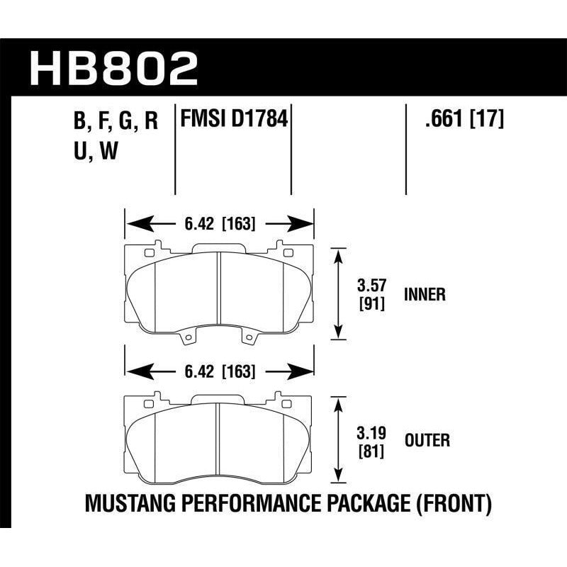 HAWK HB802U.661 Brake Padss DTC-70 Front FORD Mustang EcoBoost/GT 2015-2019 Photo-0 