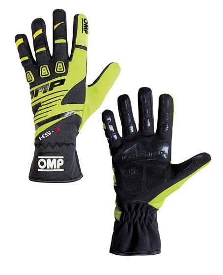 OMP KB0-2743-B01-059-S Karting Gloves KS-3 MY2018, Black / Fluo Yellow, Size S Photo-0 