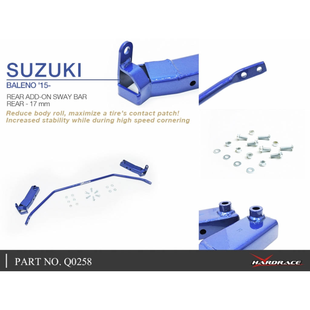 HARDRACE Q0258 REAR ADD-ON SWAY BAR - 17MM 3 PCS/SET SUZUKI BALENO 15- Photo-4 