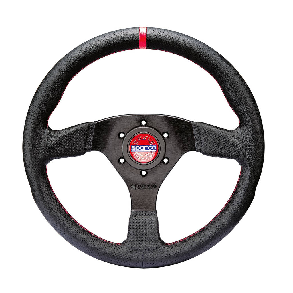 SPARCO 015R383PLUNRS R383 CHAMPION Streering wheel, dia 330 mm, 39 mm, leather, black/red Photo-0 