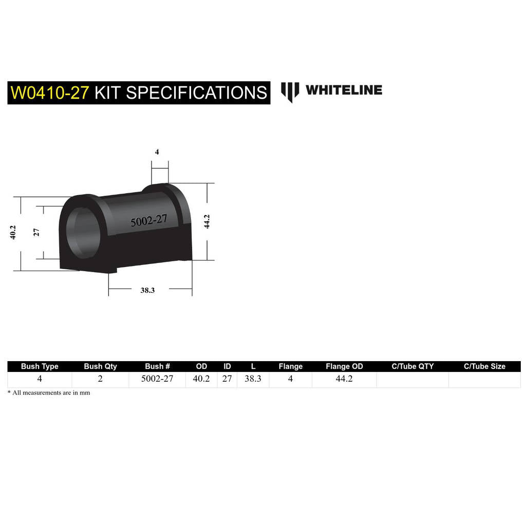 WHITELINE W0410-27 Sway Bar Bushing Kit Photo-3 