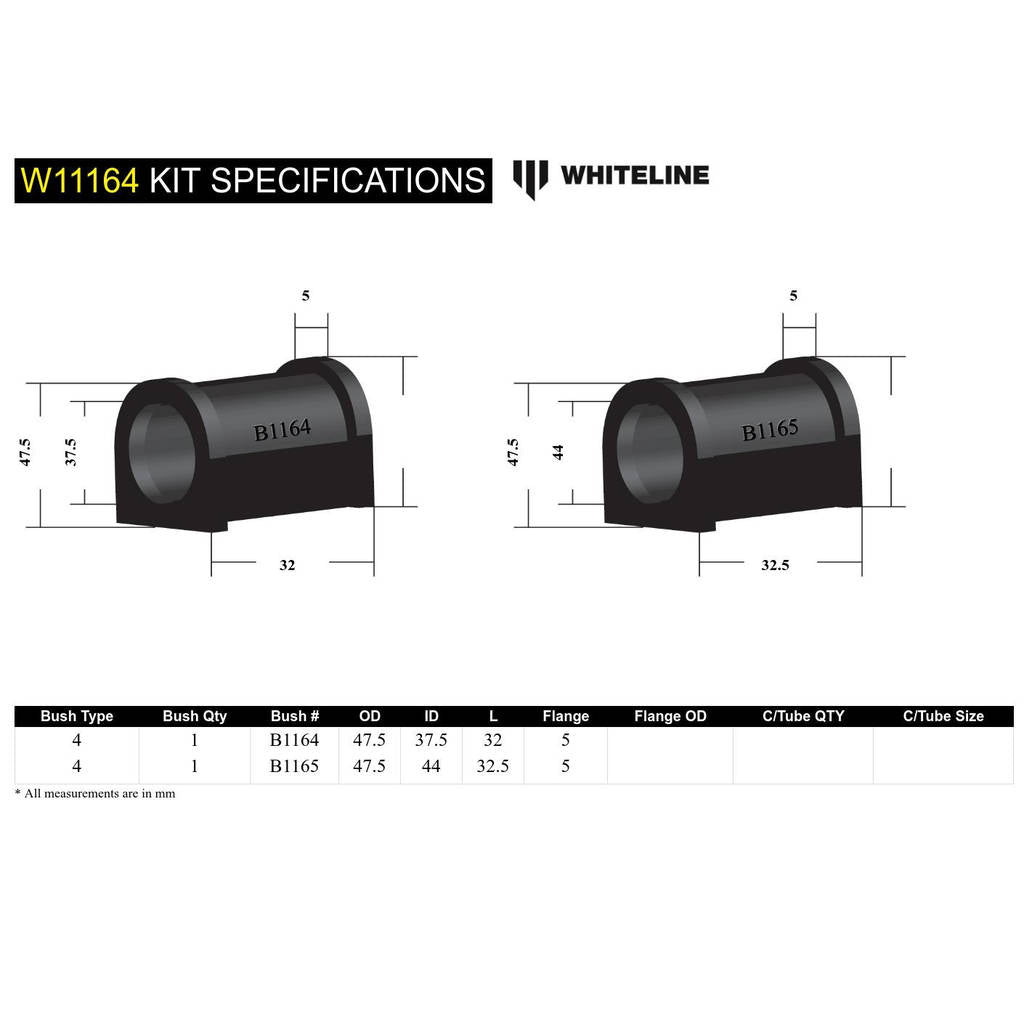 WHITELINE W11164 Front Steering Rack/Pinion - Mount Bushing Kit for Holden Gemini TX, TC, TD, TE, TF, TG Photo-4 
