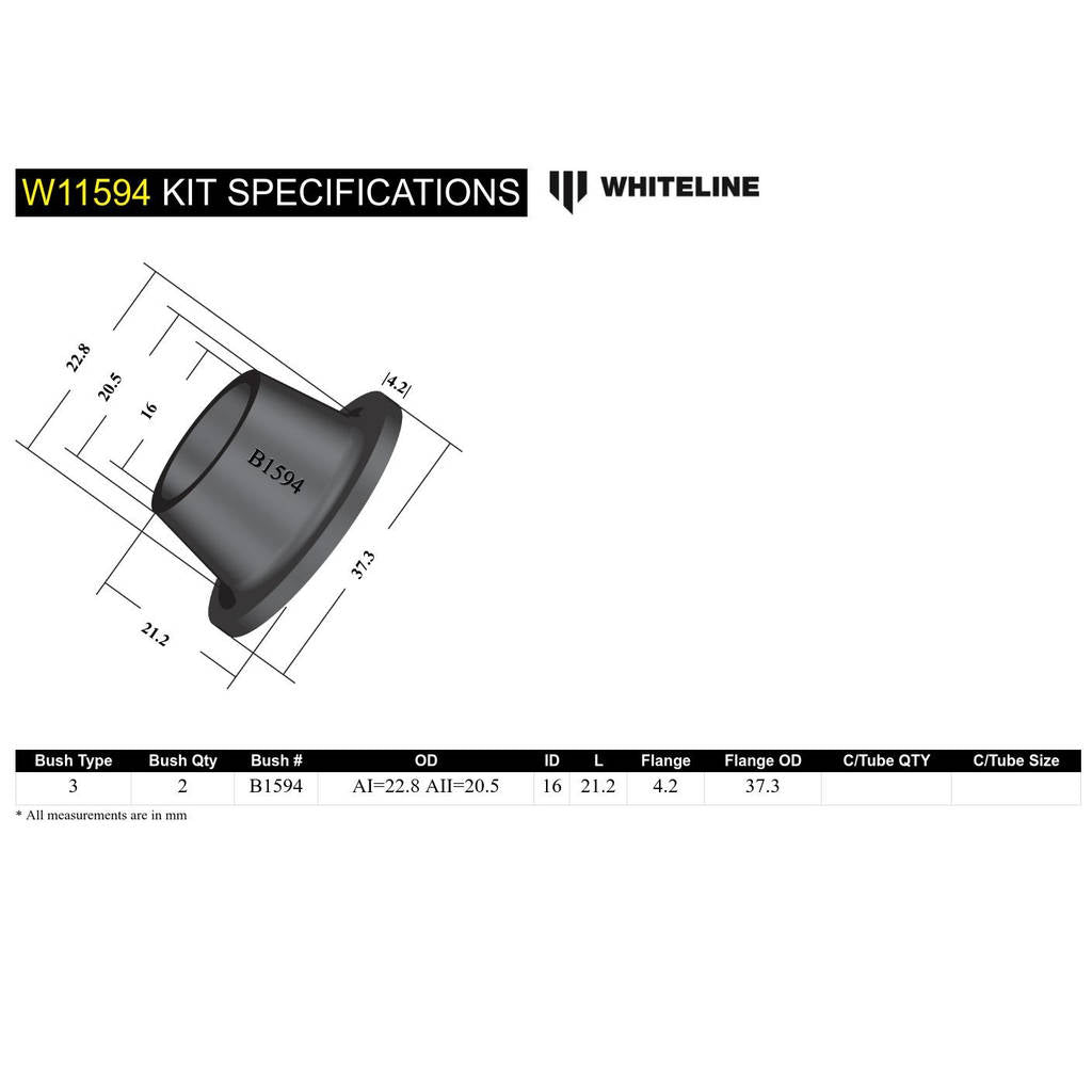 WHITELINE W11594 Front Steering Idler Bushing Photo-3 