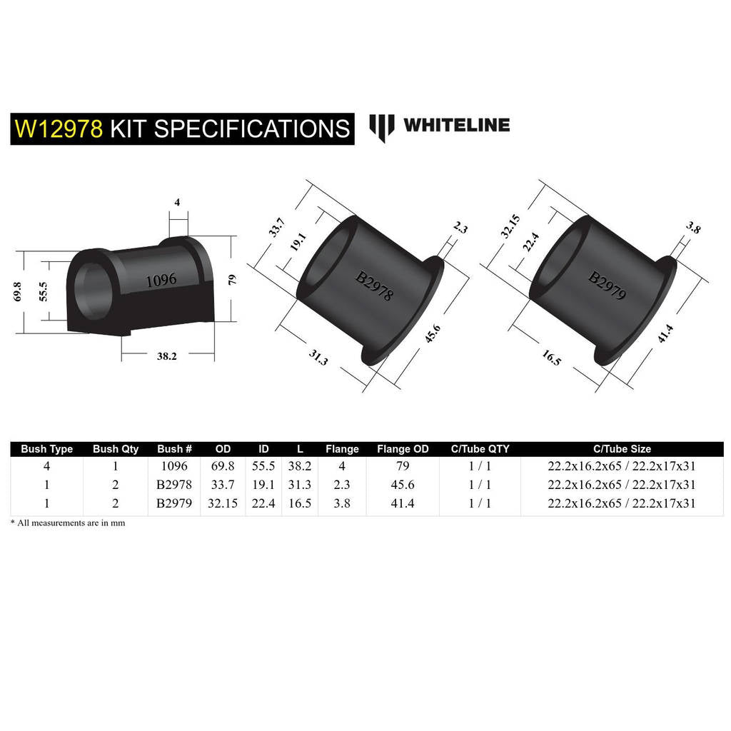 WHITELINE W12978 Steering Rack/Pinion Mount Bushing Photo-4 