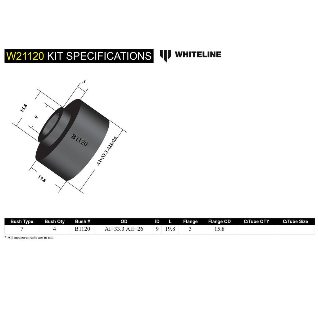 WHITELINE W21120 Front Anti Roll Bar Link - Bushing Kit for Volvo 240/260 Photo-4 
