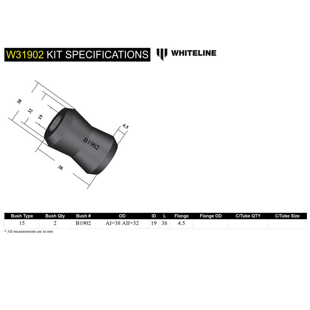 WHITELINE W31902 Rear Shock Absorber - Lower Bushing Kit for Nissan Patrol GQ/Ford Maverick DA Photo-4 