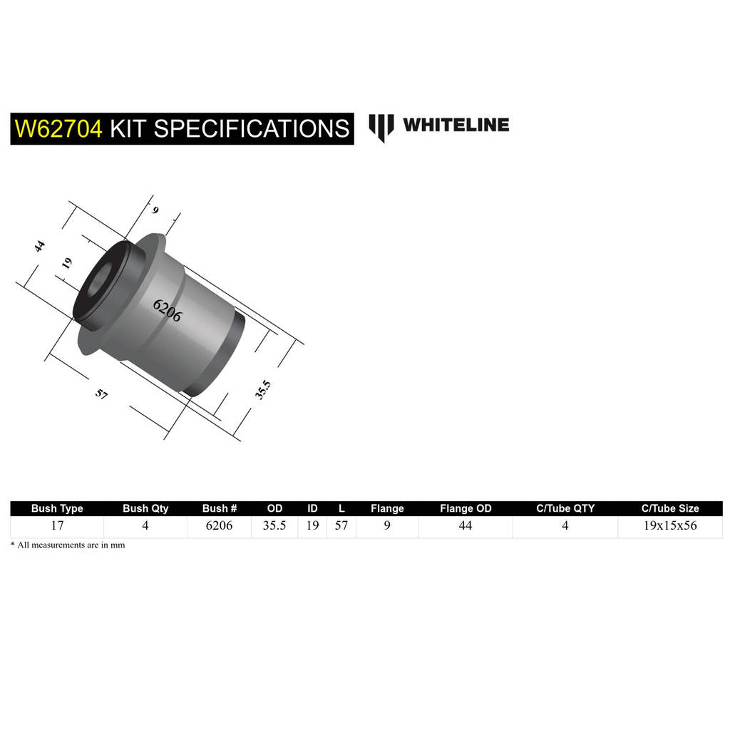 WHITELINE W62704 Rear Control Arm Upper - Inner Bushing Kit for Ford Falcon/Fairlane AU Photo-3 