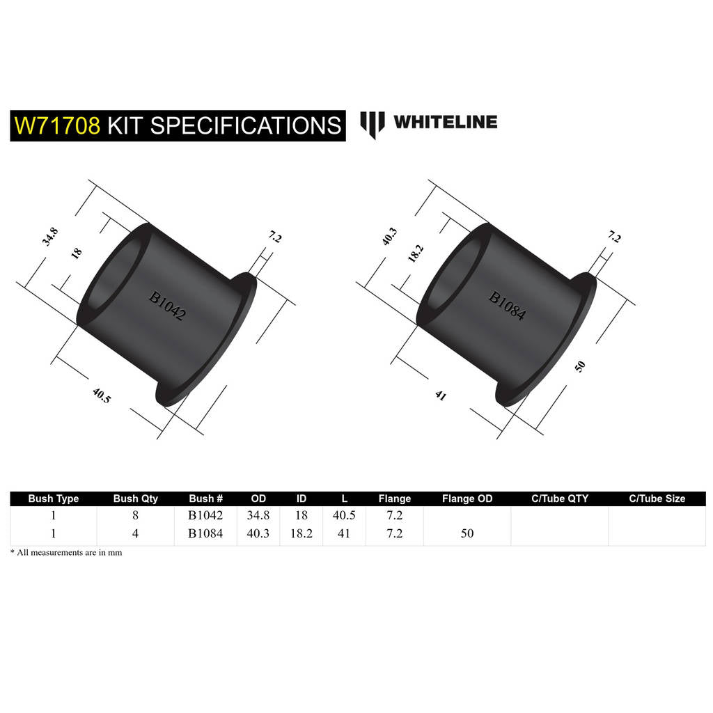 WHITELINE W71708 Front Leaf Spring - Bushing Kit for Nissan Patrol GQ/Ford Maverick DA (Leaf) Photo-4 