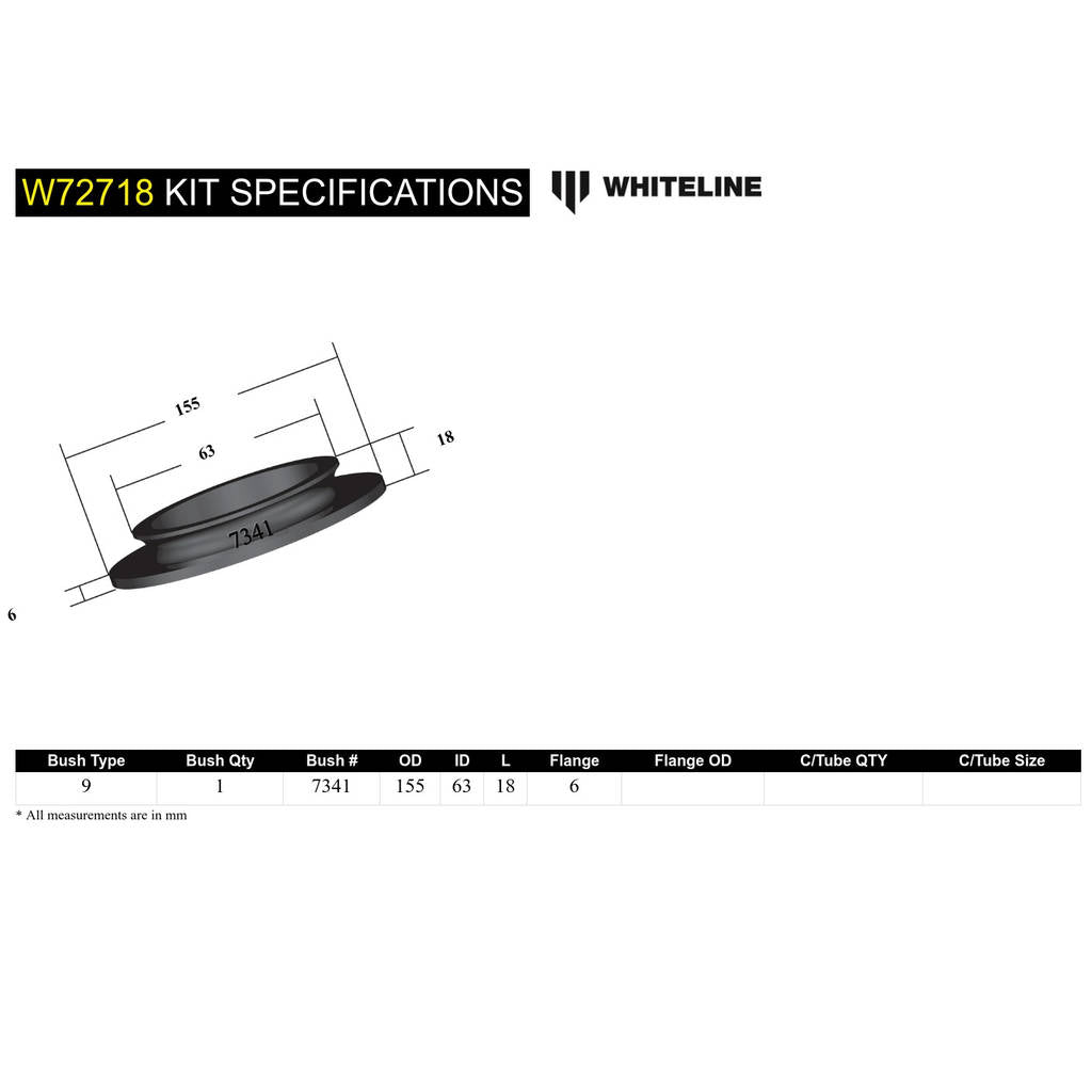 WHITELINE W72718 Rear Coil Spring Pad - Bushing Kit Standard Height for Ford Falcon/Fairlane BA-FGX, Territory SX, SY/FPV Photo-5 