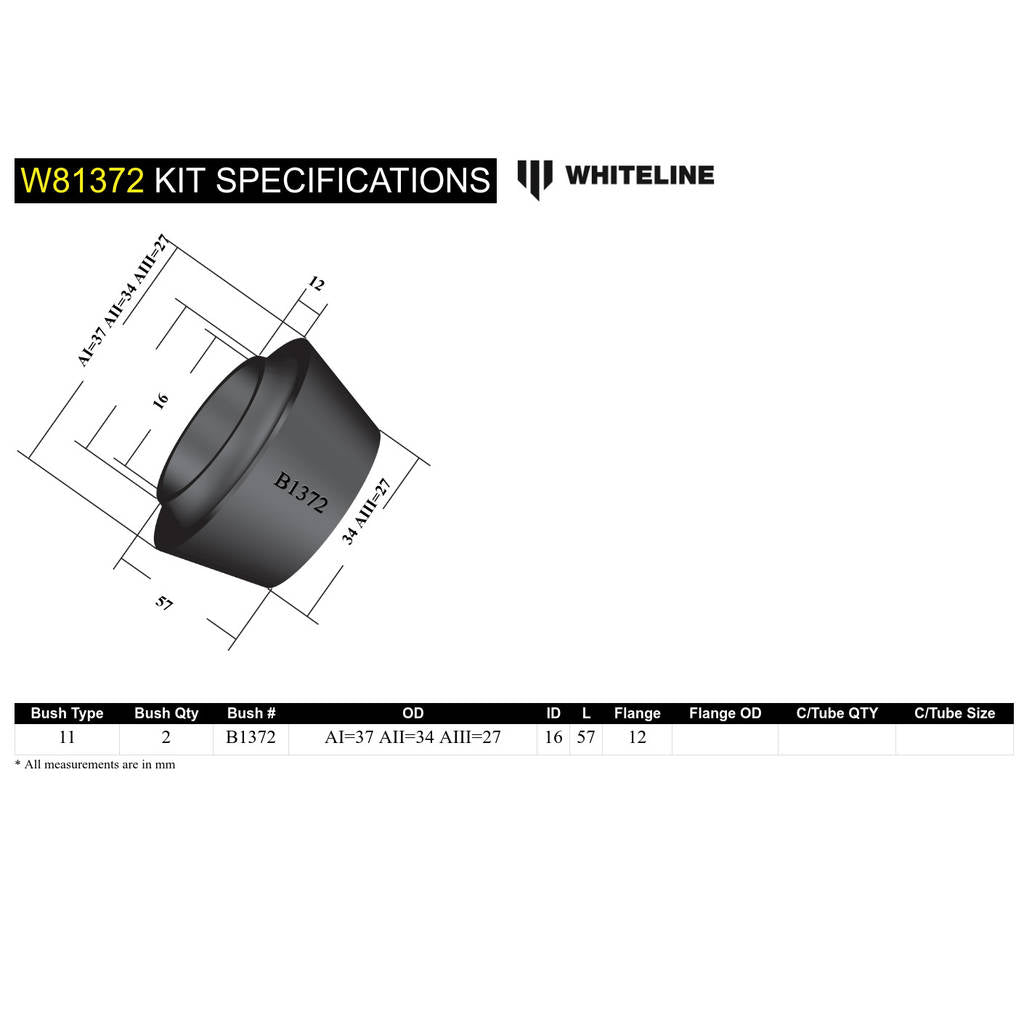 WHITELINE W81372 Front Strut Rod - To Chassis Bushing Kit for Chrysler Valiant Photo-4 