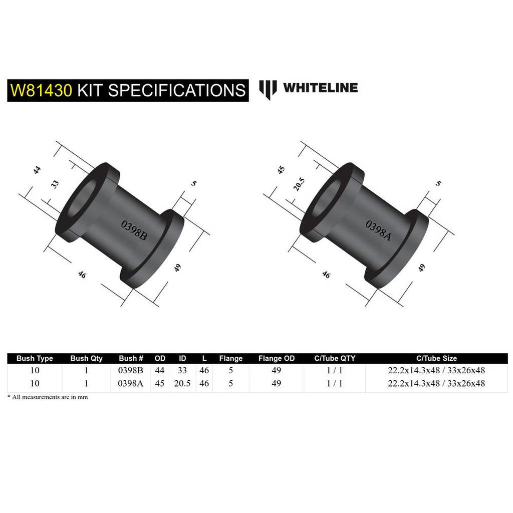 WHITELINE W81430 Panhard Rod - Bushing Kit for Nissan Navara D23, Patrol GQ, GU Y60, Y61 Photo-5 