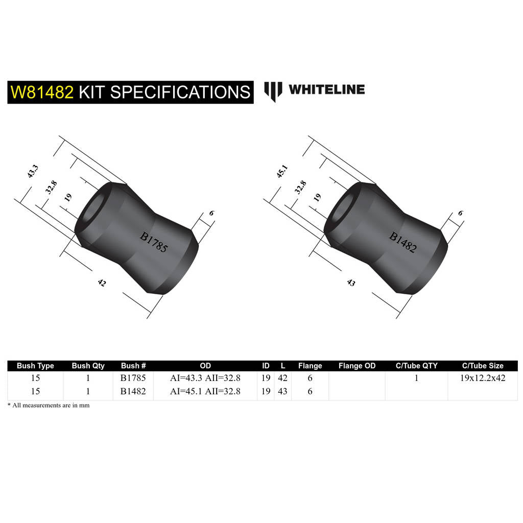 WHITELINE W81482 Rear Panhard Rod - Bushing Kit for Holden Commodore VB-VS/HSV Photo-5 