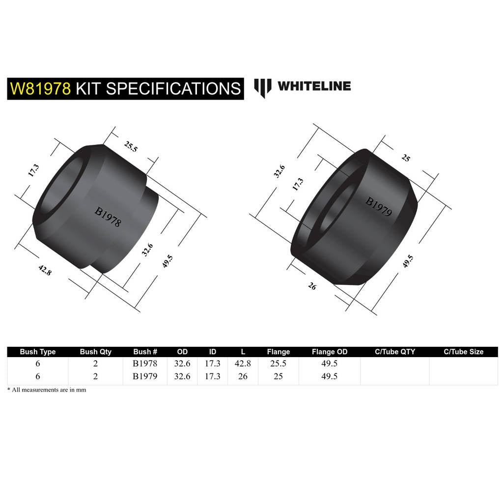 WHITELINE W81978 Front Strut Rod Bushing Kit Photo-4 