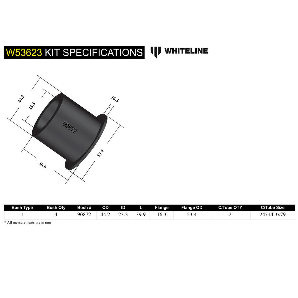 WHITELINE W53623 Front Lower Control Arm - Inner Front Bushing Kit for Lexus IS250/IS350 Photo-4 