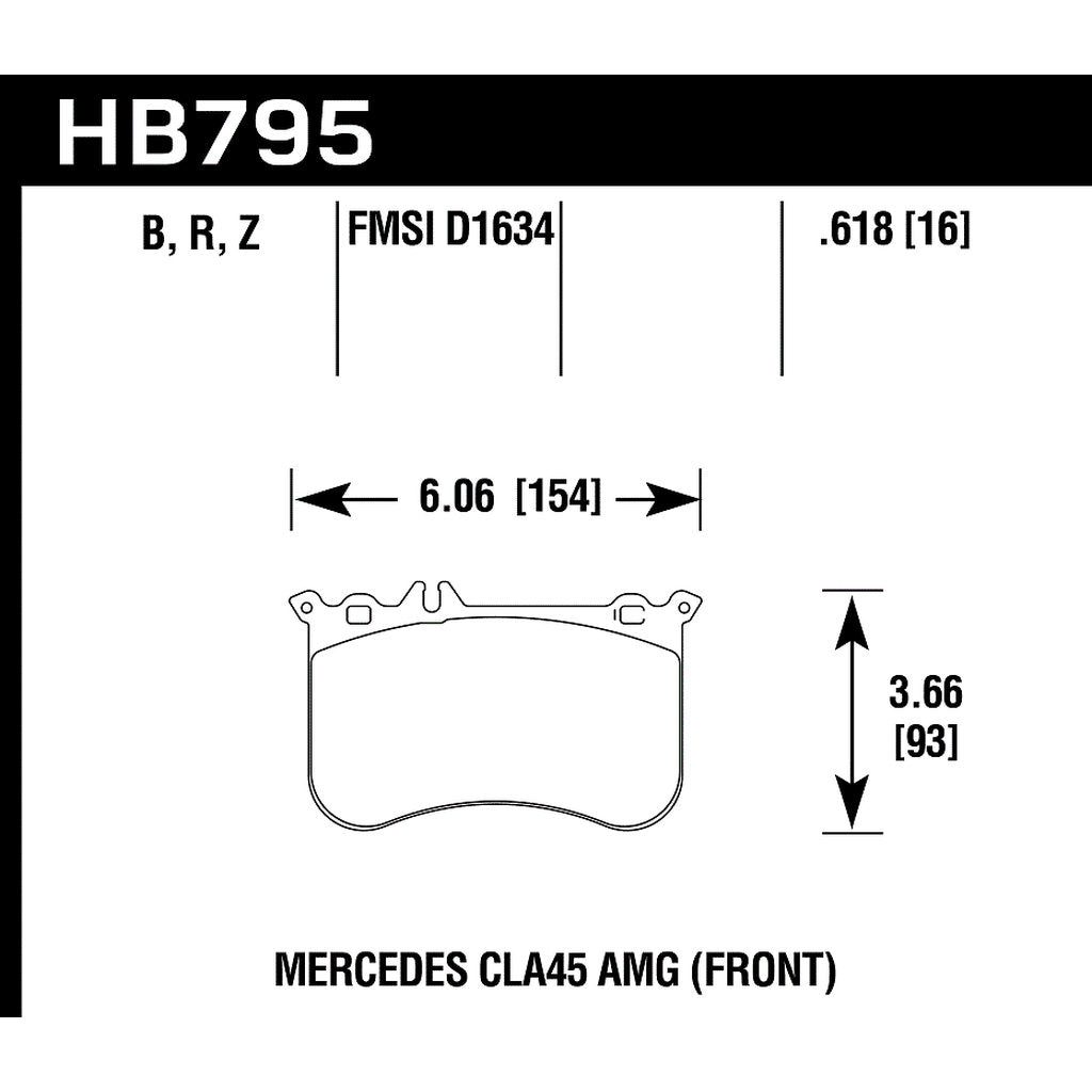 HAWK HB795Z.618 Brake Padss Front MERCEDES-Benz GLA45 AMG 2015-2019 Photo-2 