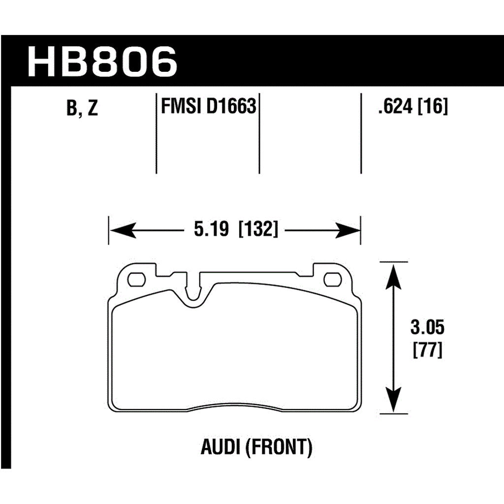 HAWK HB806B.624 Brake Padss Front AUDI Q5 2013-2017 Photo-2 
