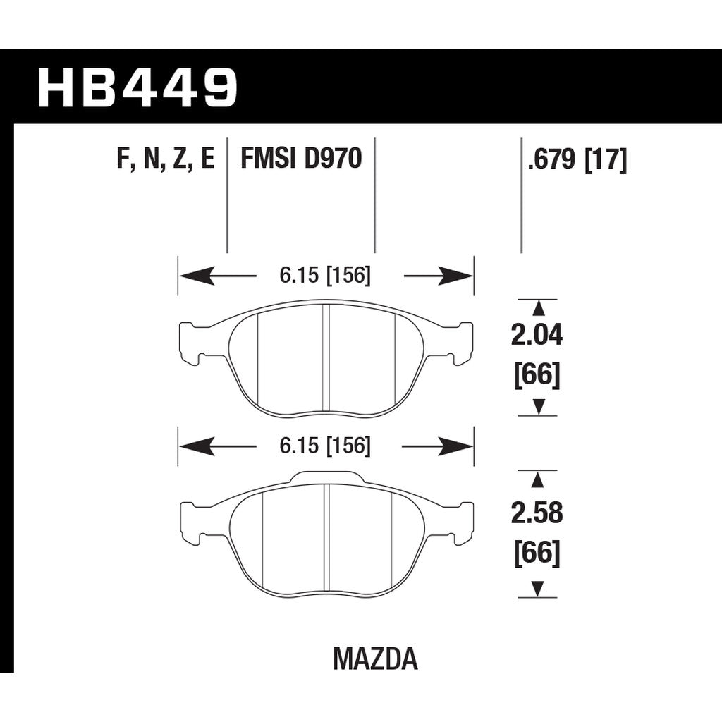 HAWK HB449B.679 Brake Pads Street 5.0 Front FORD Focus ST170 2002-2004 Photo-2 